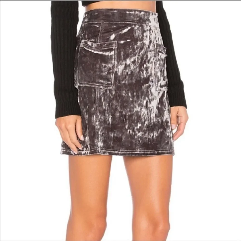 NWOT BB Dakota Metallic Calhoun Crushed Velvet Skirt Mini 4
